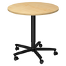 Tavolo da conferenza Sistema rotondo BISTRO 80R D con piano in legno d'acero e base a stella nera su ruote di hjh OFFICE PRO