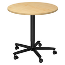 Tavolo da conferenza Sistema rotondo BISTRO 80R D con piano in legno d'acero e base a stella nera su ruote di hjh OFFICE PRO
