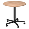 Tavolo da conferenza Sistema rotondo BISTRO 80R D con piano in legno marrone chiaro e base a ruote nera di hjh OFFICE PRO