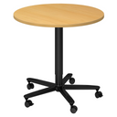 Sistema tavolo da conferenza BISTRO 80R D con piano rotondo in faggio, struttura nera e cinque ruote di hjh OFFICE PRO