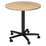 Sistema tavolo da conferenza BISTRO 80R D con piano rotondo in rovere e base a stella nera su ruote di hjh OFFICE PRO