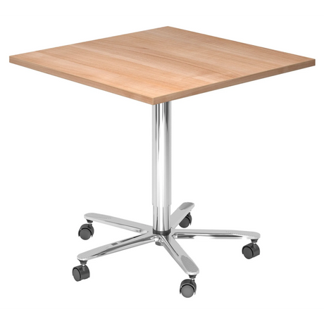 Sistema tavolo da conferenza BISTRO 88Q C con piano quadrato in noce e base cromata su ruote di hjh OFFICE PRO