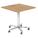Sistema tavolo da conferenza BISTRO 88Q C con piano quadrato in rovere nodoso e base a stella cromata su ruote di hjh OFFICE PRO