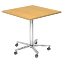 Sistema tavolo da conferenza BISTRO 88Q C con piano color faggio e base a croce cromata su ruote di hjh OFFICE PRO