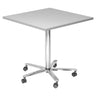 Tavolo da conferenza Sistema BISTRO 88Q C grigio con struttura cromata e cinque ruote di hjh OFFICE PRO