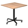 Tavolo da conferenza BISTRO 88Q D con piano in rovere rustico e base a stella nera su ruote di hjh OFFICE PRO