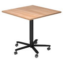 Tavolo da conferenza BISTRO 88Q D con piano in rovere rustico e base a stella nera su ruote di hjh OFFICE PRO