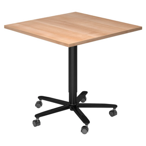 Tavolo da conferenza BISTRO 88Q D con piano in rovere rustico e base a stella nera su ruote di hjh OFFICE PRO