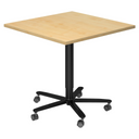 Sistema tavolo da conferenza BISTRO 88Q D con piano in legno d'acero e base a stella nera su ruote di hjh OFFICE PRO
