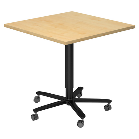 Sistema tavolo da conferenza BISTRO 88Q D con piano in legno d'acero e base a stella nera su ruote di hjh OFFICE PRO