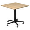 Sistema tavolo da conferenza BISTRO 88Q D con piano quadrato in rovere e base a stella nera su ruote di hjh OFFICE PRO