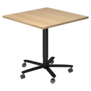 Sistema tavolo da conferenza BISTRO 88Q D con piano quadrato in rovere e base a stella nera su ruote di hjh OFFICE PRO