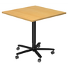 Sistema tavolo da conferenza BISTRO 88Q D con piano color faggio e base a stella nera su ruote di hjh OFFICE PRO