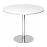 Tavolo da conferenza rotondo BISTRO F100R C con piano bianco e base cromata di hjh OFFICE PRO