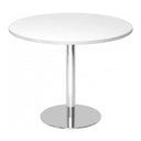 Tavolo da conferenza rotondo BISTRO F100R C con piano bianco e base cromata di hjh OFFICE PRO