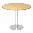 Tavolo da conferenza rotondo sistema BISTRO F100R C con piano in legno d'acero e base cromata di hjh OFFICE PRO