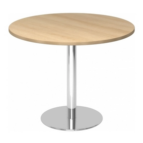 Tavolo da conferenza rotondo BISTRO F100R C con piano in rovere e base cromata lucida di hjh OFFICE PRO