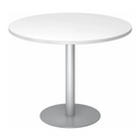 Tavolo da conferenza rotondo BISTRO F100R S con piano bianco e base argentata di hjh OFFICE PRO