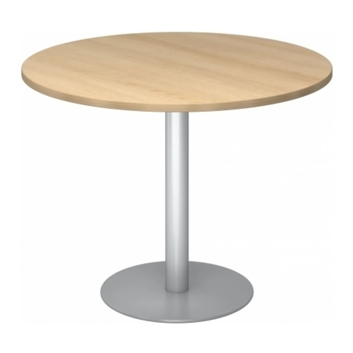 Tavolo da conferenza Sistema rotondo BISTRO F100R S con piano effetto rovere chiaro e base argento di hjh OFFICE PRO
