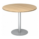 Tavolo da conferenza Sistema rotondo BISTRO F100R S con piano effetto rovere chiaro e base argento di hjh OFFICE PRO