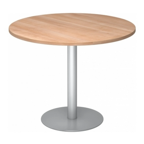 Tavolo da conferenza rotondo BISTRO F100R S con piano in legno chiaro e base argento di hjh OFFICE PRO