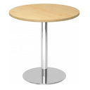 Tavolo da conferenza rotondo BISTRO F80R C con superficie in acero chiaro e base cromata di hjh OFFICE PRO