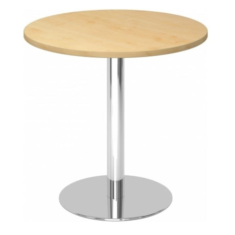 Tavolo da conferenza rotondo BISTRO F80R C con superficie in acero chiaro e base cromata di hjh OFFICE PRO