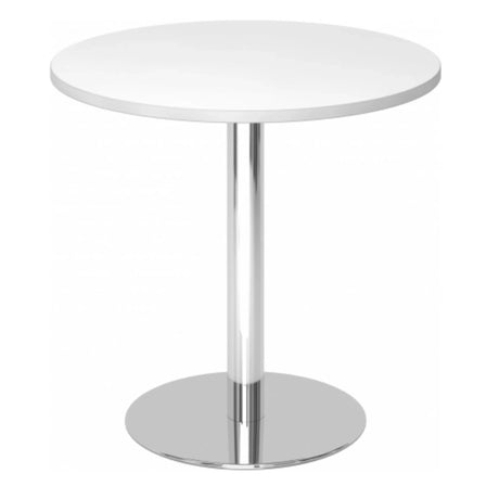 Tavolo da conferenza rotondo BISTRO F80R C con piano bianco e base cromata di hjh OFFICE PRO