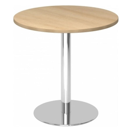 Tavolo da conferenza rotondo BISTRO F80R C con piano in rovere e base cromata di hjh OFFICE PRO