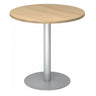 Tavolo da conferenza rotondo Sistema BISTRO F80R S con piano in legno di rovere e base argentata di hjh OFFICE PRO