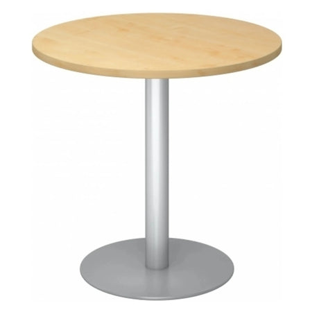 Tavolo da conferenza Sistema rotondo BISTRO F80R S con piano in legno d'acero e base argentata di hjh OFFICE PRO