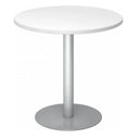 Tavolo da conferenza Sistema rotondo BISTRO F80R S con piano bianco e base argentata di hjh OFFICE PRO