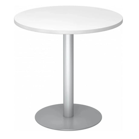 Tavolo da conferenza Sistema rotondo BISTRO F80R S con piano bianco e base argentata di hjh OFFICE PRO