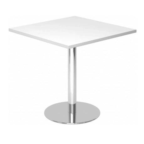 Tavolo da conferenza Sistema BISTRO F88Q C quadrato con piano bianco e base cromata di hjh OFFICE PRO
