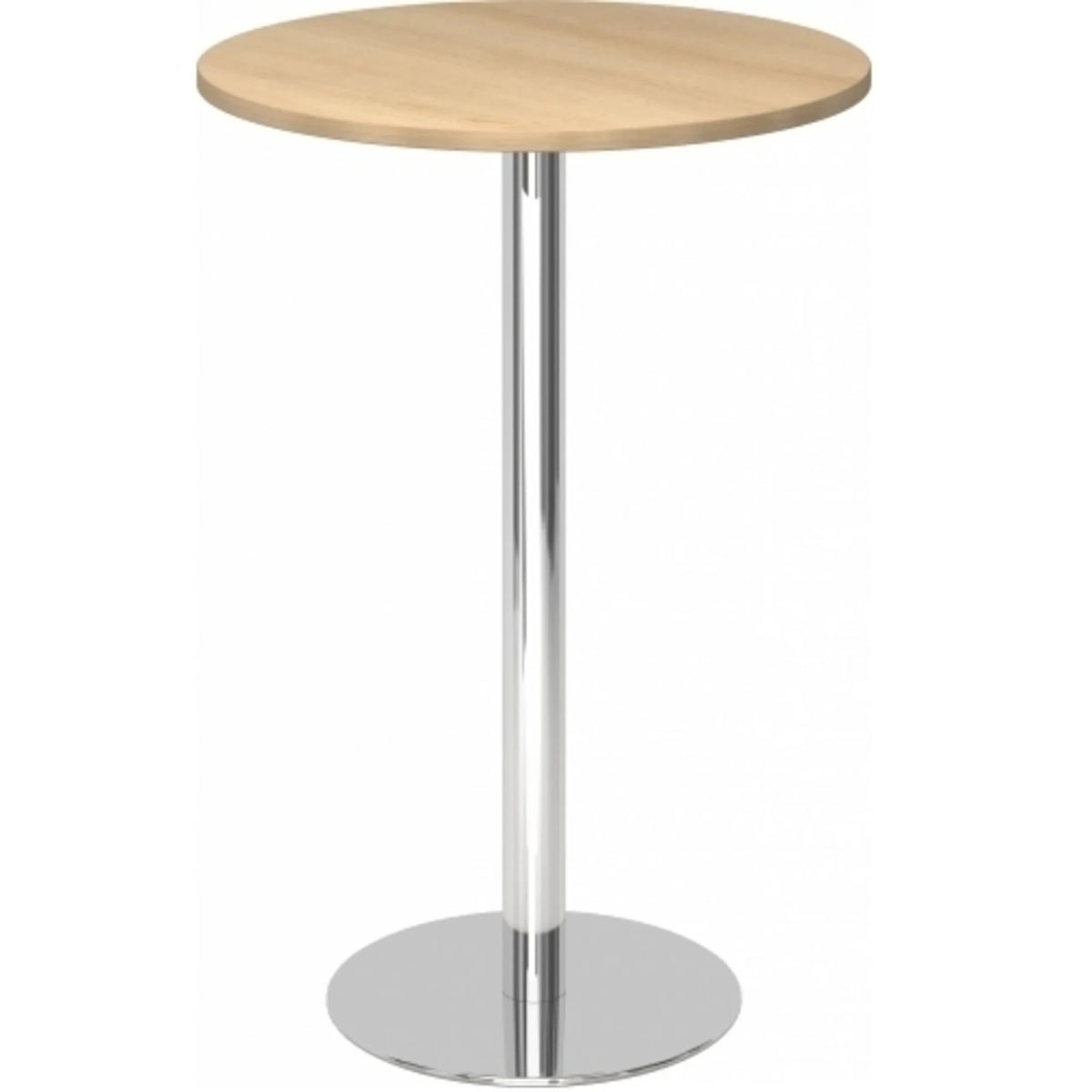 Tavolo da conferenza rotondo BISTRO H80R C con piano in rovere e base cromata di hjh OFFICE PRO
