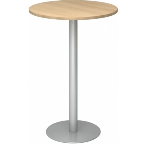 Tavolo da conferenza rotondo BISTRO H80R S con piano in rovere chiaro e base argentata di hjh OFFICE PRO