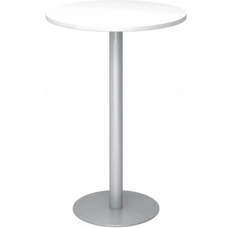 Tavolo da conferenza Sistema rotondo BISTRO H80R S con piano bianco e base argento di hjh OFFICE PRO