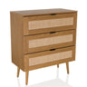 Cassettiera BOHEO K in rovere con tre cassetti e frontali in paglia di Vienna di hjh LIVING