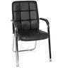 Sedia visitatore nera BORNE con rivestimento trapuntato e struttura a slitta cromata di hjh OFFICE
