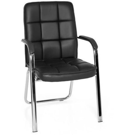 Sedia visitatore nera BORNE con rivestimento trapuntato e struttura a slitta cromata di hjh OFFICE