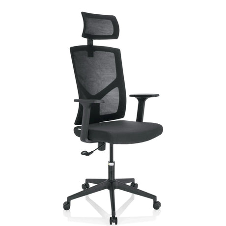 Sedia Home Office BRETON B con rivestimento in rete nera e poggiatesta di hjh OFFICE