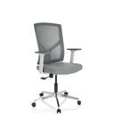 Sedia Home Office BRETON BASE W grigia con schienale in rete e base argentata di hjh OFFICE