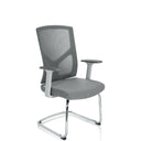 Sedia a sbalzo BRETON V W grigia con schienale in rete, braccioli e base a slitta di hjh OFFICE