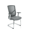 Sedia a sbalzo BRETON V W grigia con schienale in rete, braccioli e base a slitta di hjh OFFICE