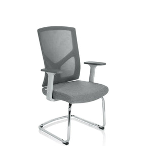 Sedia a sbalzo BRETON V W grigia con schienale in rete, braccioli e base a slitta di hjh OFFICE