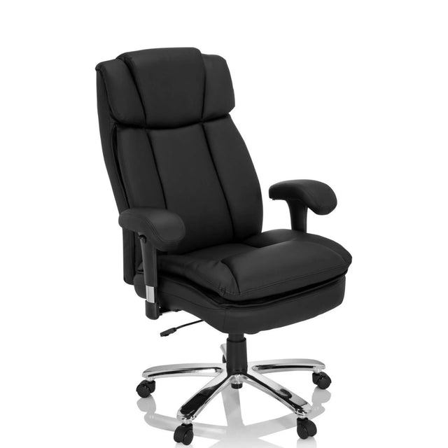 Sedia girevole BUILDER XXL I in ecopelle nera con braccioli e base a stella di hjh OFFICE