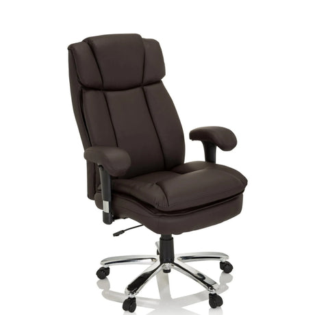 Sedia girevole BUILDER XXL I in ecopelle marrone scuro con base a stella lucida di hjh OFFICE
