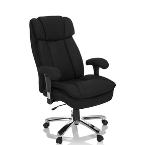 Sedia girevole BUILDER XXL I con rivestimento in tessuto nero e base lucida di hjh OFFICE