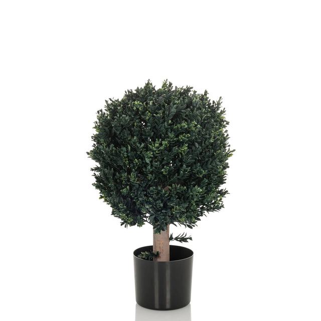 Piante artificiali BUXUS in verde con chioma sferica in un vaso nero di hjh OFFICE