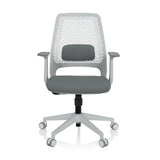 Sedia Home Office PARFERIO W grigia con schienale in rete e base a cinque ruote di hjh OFFICE – vista a 360° (vista frontale 0°)